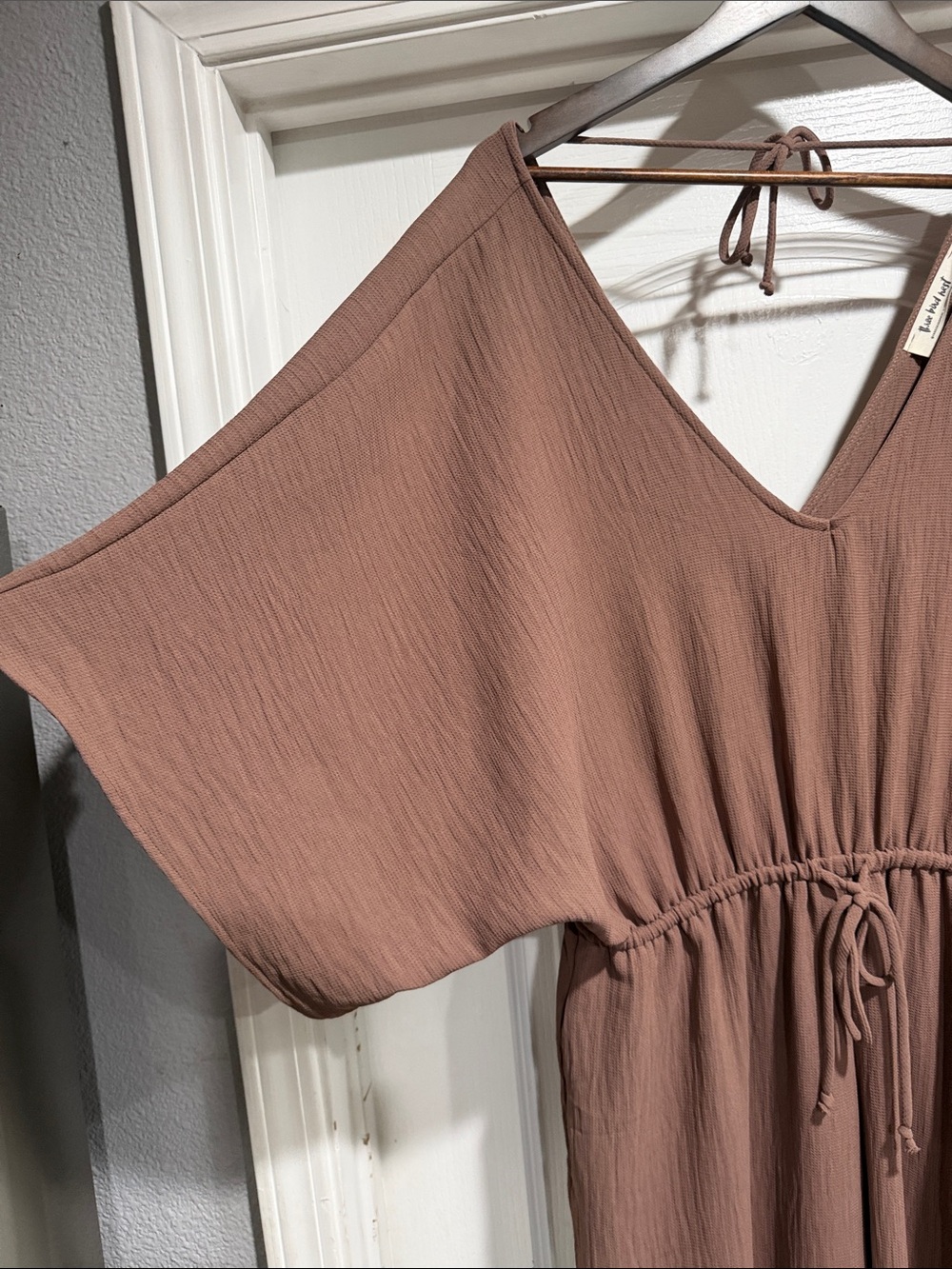 Three Bird Nest Taupe Brown V-Neck Jumpsuit - Picture 3 of 7